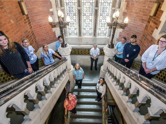 Northampton Borough Council Facilities Management team - Gemma, Katherine, Caroline G, Sonya, Maxine, Caroline M, Stuart, Kirk, Donat, Shelley. Facilities Management team has kept the Guildhall open to support essential services by ensuring the building is thoroughly deep cleaned, incoming and outgoing post is processed and that maintenance (including compliance) tasks are completed.