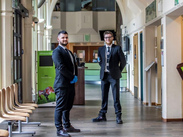 Northampton Borough Council - security officers, Dan and Elton. Security staff have ensured the security of everyone in the building and have played a pivotal role in directing customers to the phones in the self-serve area of One Stop Shop.