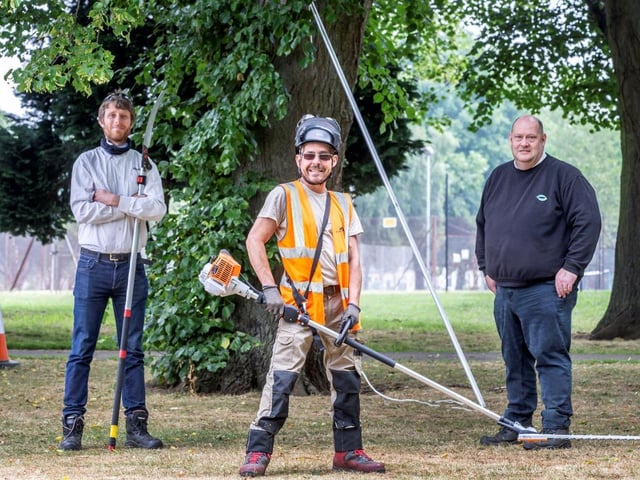 Arboriculture team Adam Barrett Anthony Blake and Ben Lloyd