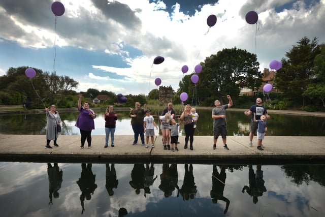 Release of balloons in memory of Kayleigh Hanks in Egerton Park, Bexhill SUS-200721-130947001