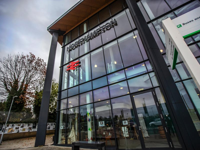 The latest version of Northampton station is a modern, glass-fronted structure