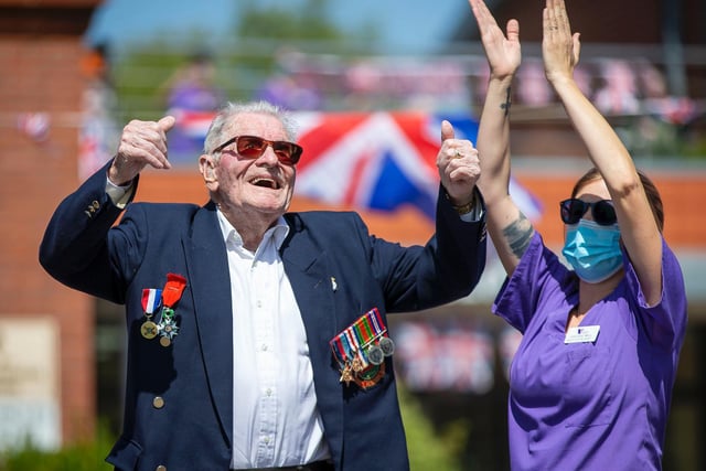 Care for Veterans residents in Worthing were honoured with a Spitfire flypast on VE Day