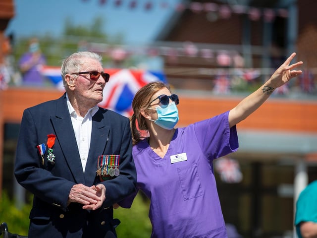 Care for Veterans residents in Worthing were honoured with a Spitfire flypast on VE Day