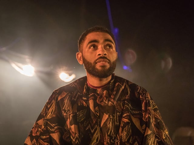 Anthony Welsh (Shoni) in Barber Shop Chronicles at the National Theatre (c) Marc Brenner