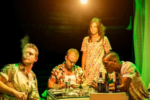 Steve (Branwell Donaghey), Stanley Kowalski (Ben Foster), Stella Kowalski (Vanessa Kirby)