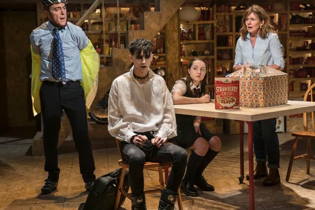 James Nesbitt, Scott Folan, Kirsty MacLaren & Clare Burt in CFT's THIS IS MY FAMILY Photo Johan Persson