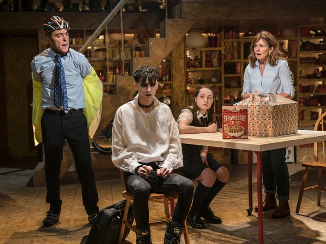 James Nesbitt, Scott Folan, Kirsty MacLaren & Clare Burt in CFT's THIS IS MY FAMILY Photo Johan Persson