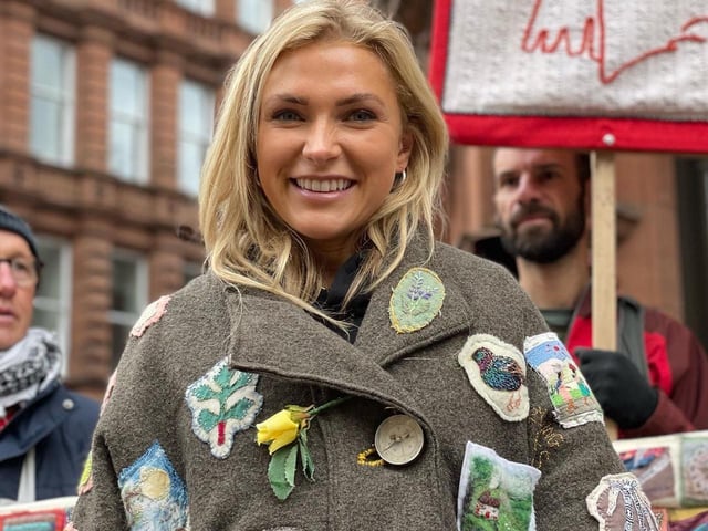 Verity Bowditch wearing the coat in Glasgow SUS-210311-134453001
