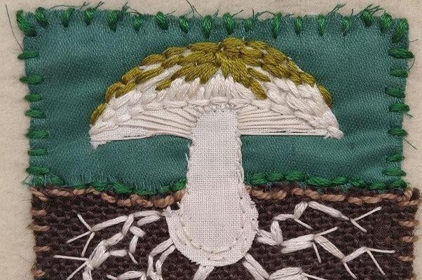 From Stew and Sophie, Lewes residents: "Fungi are fundamental to our existence and this patch represents life in all its forms, but especially our family and loved ones." SUS-210311-134513001