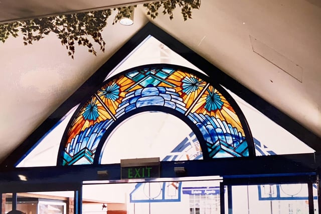The stained glass is still a feature in Swan Walk Shopping Centre