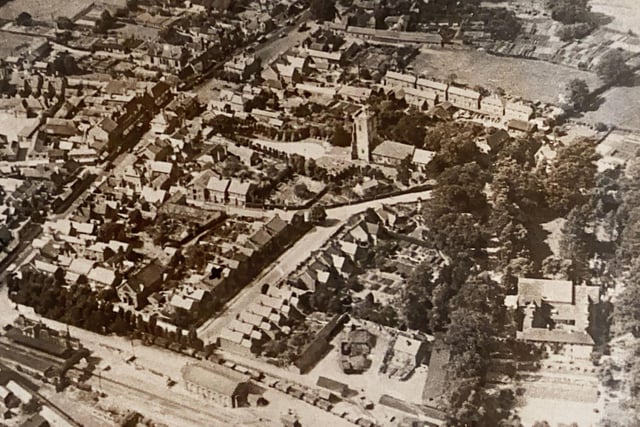 An aerial shot of Crawley town centre