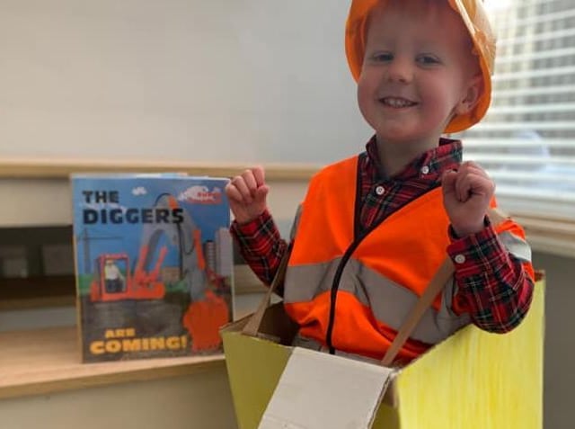 Brody Prentice, 4, in his digger