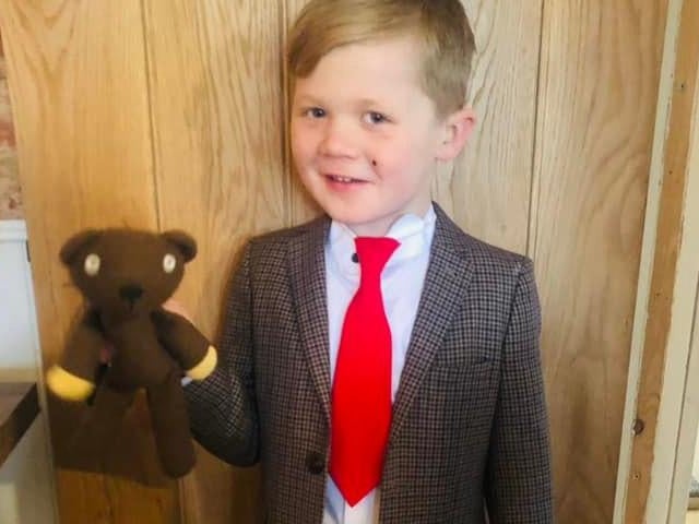 Vinnie Jennings, five, as Mr Bean.
