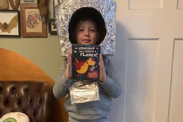 Sidney, 8, as Danny from the Dinosaur that Pooped a Planet
