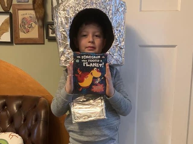 Sidney, 8, as Danny from the Dinosaur that Pooped a Planet