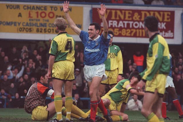 Guy Whittingham celebrates one of four goals against Bristol Rovers in the 1992-93 season