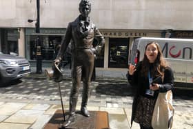 Statue of Beau Brummell, the man responsible for the Royal Ascot dress code alongside blue badge guide Katie Wignall