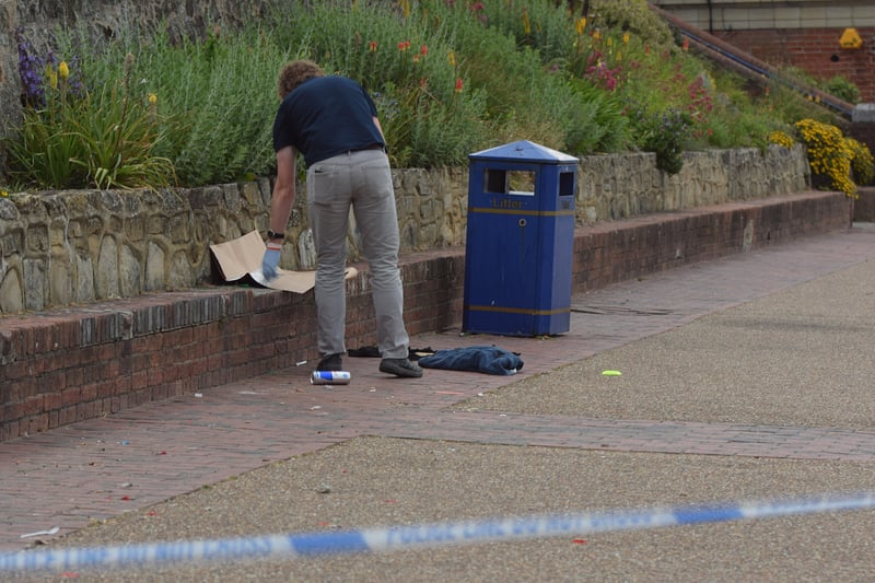Detectives look for clues after the incident