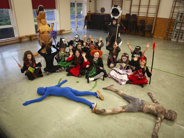 Miss McGurrenâ€TMs P5 class get into the Halloween spirit on Wednesday morning.