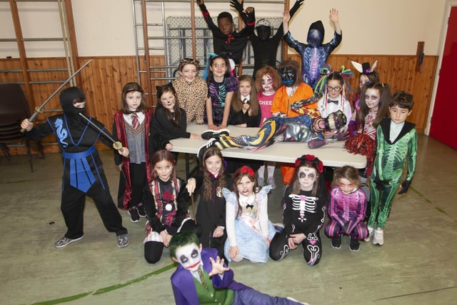 Mrs. Gallen's P5 class show off their Halloween costumes on Wednesday morning at Hollybush PS. (Photos: Jim McCafferty Photography)