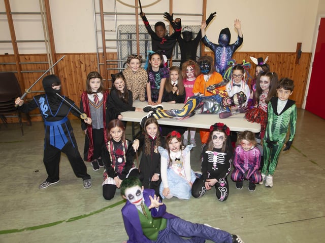 Mrs. Gallen's P5 class show off their Halloween costumes on Wednesday morning at Hollybush PS. (Photos: Jim McCafferty Photography)