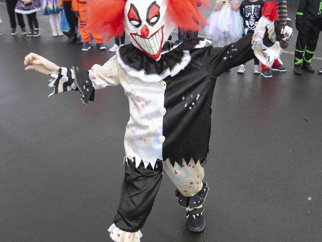 Another of the Scary Clowns on view at Hollybush PS Halloween Parade on Wednesday.