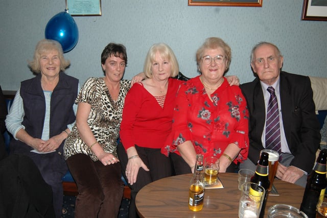 Betty Short, Wilma Woodside, Jackie Ferguson and Anne and Jim Smallwoods at the 80th anniversary of the Larne RBL Women's Section.