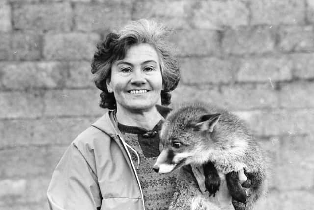 Pearl Kirkpatrick, from Convoy, with her six-year-old pet fox.