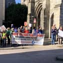 Residents protesting in Winchester against the Hamble quarry application. Image: LDR