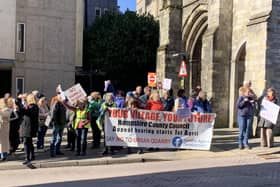 Residents protesting in Winchester against the Hamble quarry application. Image: LDR