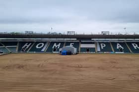 Plymouth Argyle's pitch had been undergoing post-season work before a stolen tractor caused 'mindless destruction'. Picture: Plymouth Argyle FC/SWNS