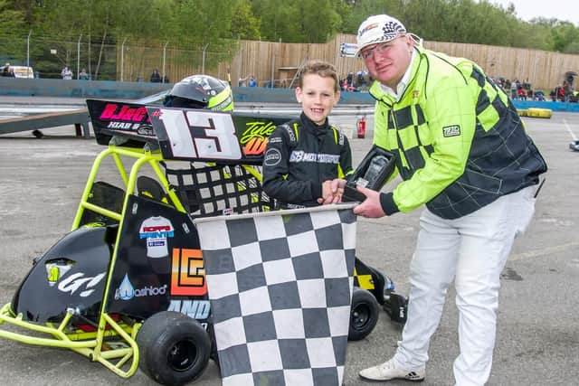 Motorsport prospect Tyler Ward receiving a trophy. Picture: mkpics.net Motorsport Photography