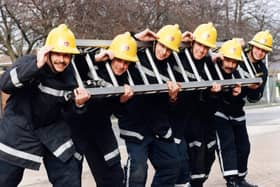 Fire fighters from Copnor and Southsea station on February 21 1996. From left Dave Bird-Newel, Jim Buck, Stuart Damon, Geoff Doughty, Horrie Hamilton and Tony Deacon PP3210