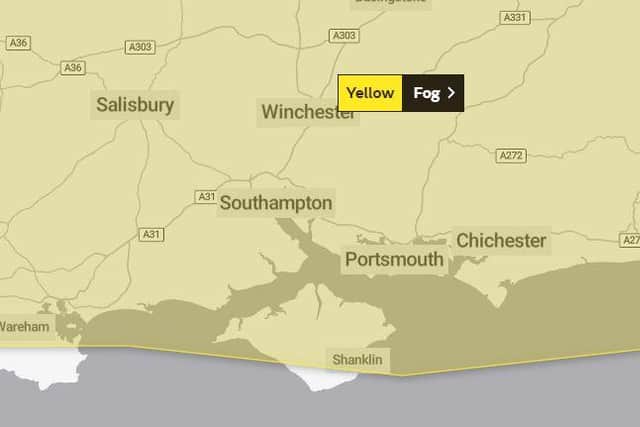 Yellow warning for fog has been issued. Picture: Met Office