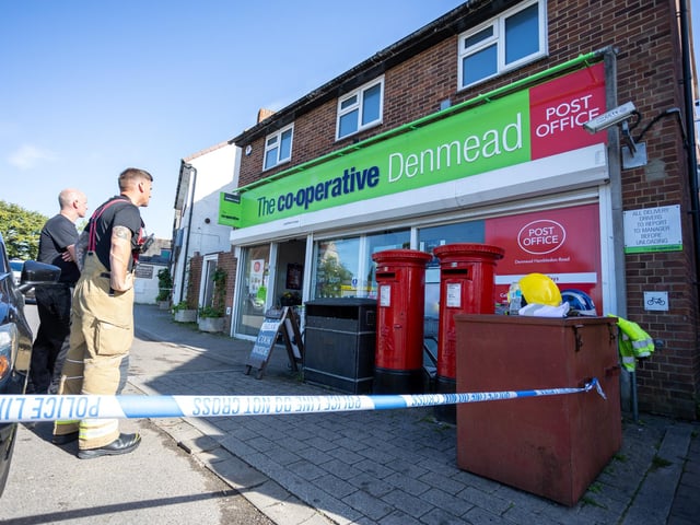 A fire has damaged the Cooperative shop in Denmead, with multiple fire services in attendance, along with a police exclusion area and road closure.Pictured - Cooperative shop in Denmead after the fire had been put out.Photos by Alex Shute