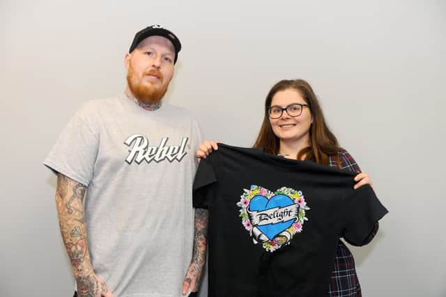 Alex Dutton (31) and his business partner Victoria Lackenby (33) at their new shop Party and Print at the Bridge Shopping Centre in Fratton.
Picture: Sarah Standing (210121-1422)