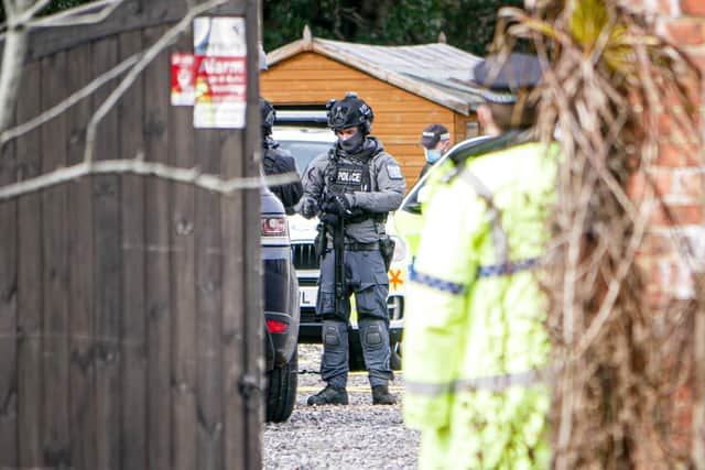 Police in Newgate Lane, Fareham, on October 2 where they raided a compound. Picture: Habibur Rahman