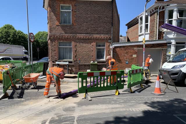 CityFibre workers installing fibre network connections in Frensham Road, Southsea, on May 29. Picture: Ben Fishwick