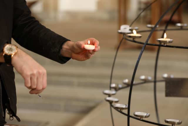 One year on at Portsmouth Cathedral after the prime minister announced a nationwide lockdown in response to the Covid-19 threat
Picture: Chris Moorhouse      (230321-13)