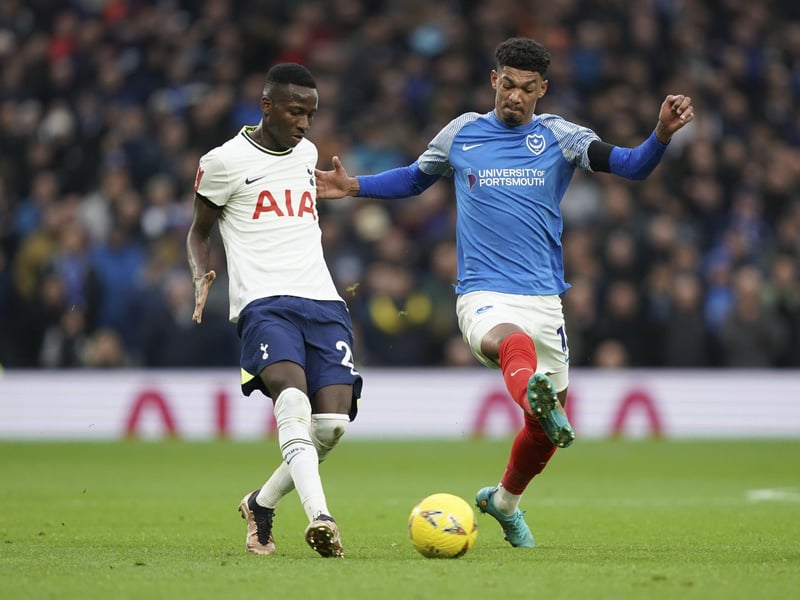 Reeco Hackett challenges Spurs' Pape Matar Sarr during the FA Cup third-round clash. Picture: Jason Brown/ProSportsImages