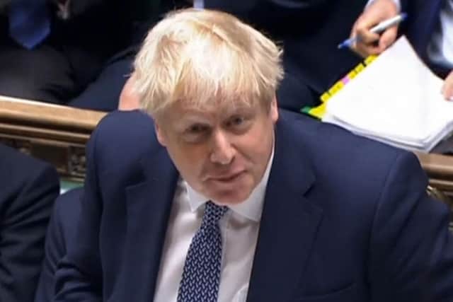 British Prime Minister Boris Johnson speaking during Prime Minister's Questions (PMQs), in the House of Commons today. Picture: PRU/AFP via Getty Images