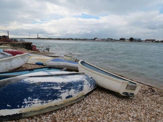 Hayling island with Portsmouth in the background