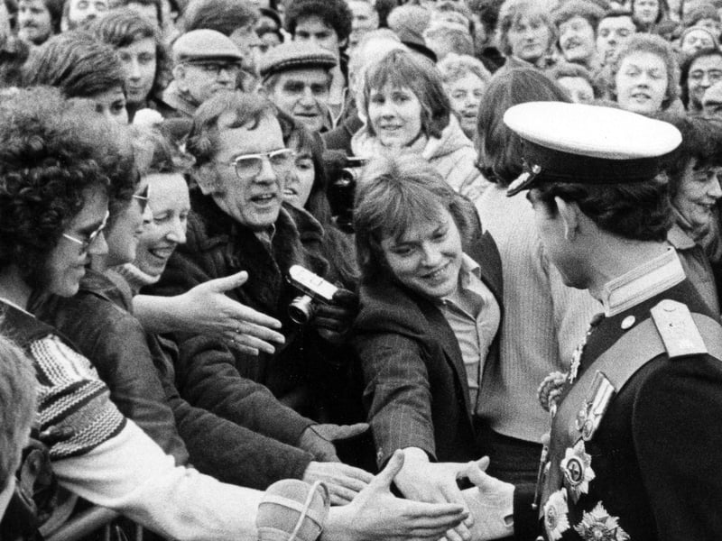 Prince Charles on his walk through Portsmouth for his Freedom of the City ceremony in 1979.