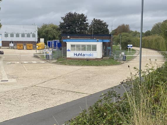 A woman died at Huhtamaki in Rowner Road, Gosport, after she was hit by a lorry
