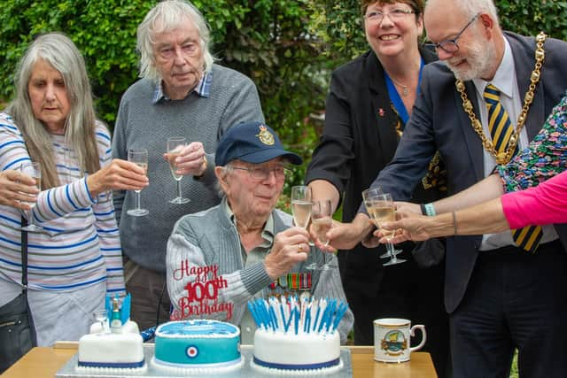 Ian Hawkins with his family and friends at his care home.

Picture: Habibur Rahman