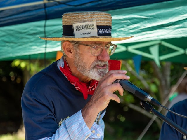 George from the Odd Wednesday Men sea shanty group providing entertainment at the garden party. Picture: Mike Cooter (290723)