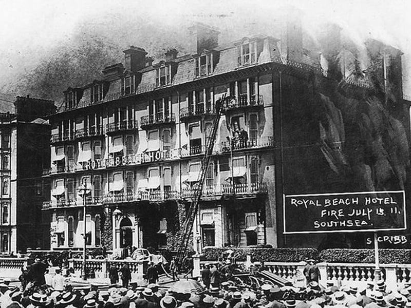 The fire at the Royal Beach Hotel, Southsea, in 1911