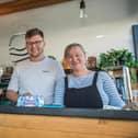 Staff at the Harbour Coffee Van. Pictured: Levi Freed (22), Ed Haycock (29), Beth charman (29)Picture: Mike Cooter (090621)