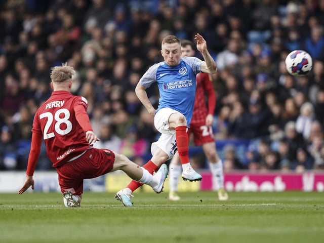 Joe Morrell in the thick of the action in the first half against Cheltenham. Picture: Jason Brown/ProSportsImages