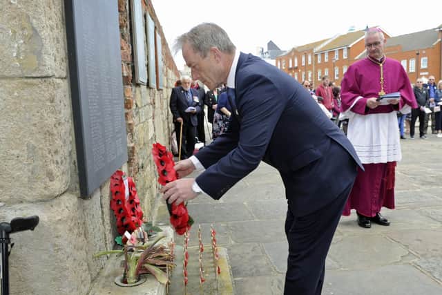 A wreath is laid at the current Falklands memorial in Old Portsmouth during a service in 2019. 

Picture: Ian Hargreaves  (050519-7)